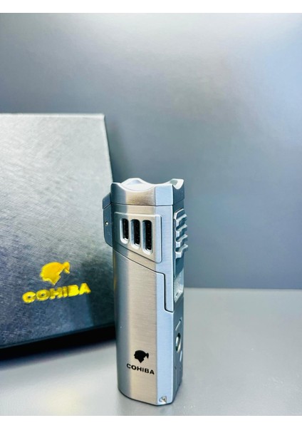 3 Torch Pürmüz Alevli Puro Sehpası ve Delicili Özel Üretim Profesyonel Çakmak