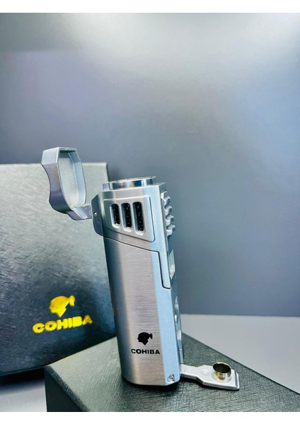 3 Torch Pürmüz Alevli Puro Sehpası ve Delicili Özel Üretim Profesyonel Çakmak modelleri