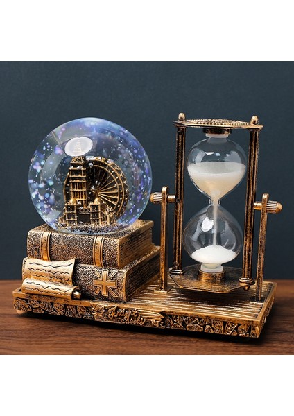 Dekoratif Kar Küresi Ve Kum Saati Gold Renk