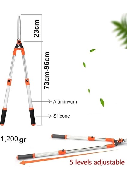 Professional Çim Çit Budama Kesme Makası Alüminyum Teleskopik Uzayan Kollu Kırpma Makası Battal Boy fırsatları