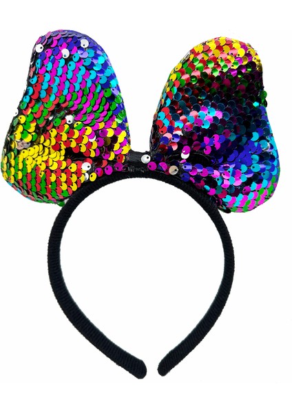 Renk Değiştiren Pullu Payetli Fiyonk Parti Tacı Rengarenk Gümüş Renk 20x16 cm modelleri