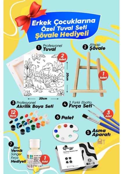 Erkek Çocuk Boyama Seti Şövale Hediyeli Sayılarla Boyama Seti