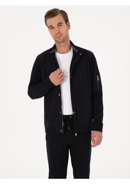 Erkek Lacivert Regular Fit Tam Fermuarlı Sweatshirt 50314477-VR033