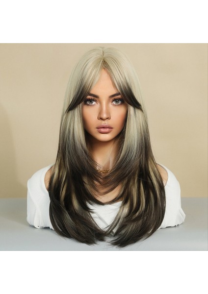 64CM Avrupa ve Amerikan Simülasyon Peruğu Dişi Uzun Saç Merkezi Ayrıldı Tam Kafa Seti Uzun Saçlı Kadın Set Kafa Peruğu G (Yurt Dışından) modelleri