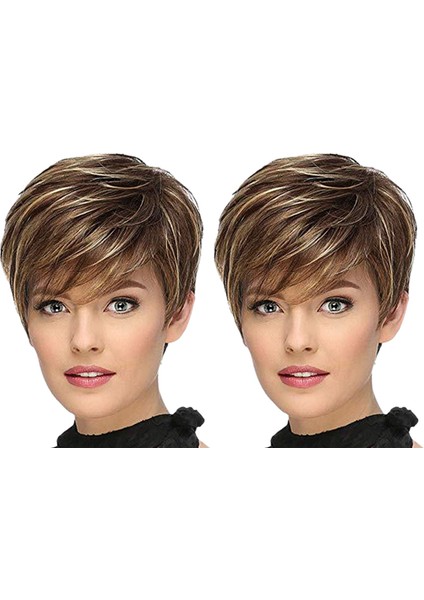 Rol Yapma Partisi ve Günlük Kullanım Peruğu Için 2x Kısa Düz Sentetik Peruk Dişi Doğal Peruk (Yurt Dışından)