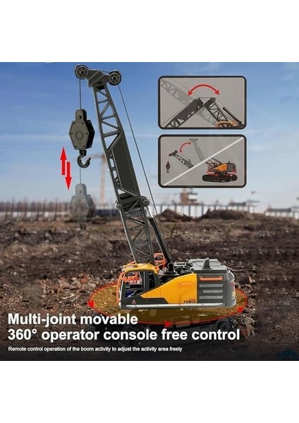 Uzaktan Kumandalı Şarjlı LED Işıklı Rc Iş Makinesi Paletli Vinç modelleri