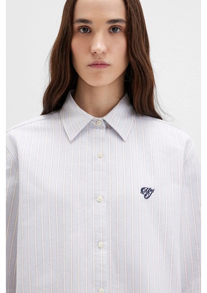 Kadın Mavi Çizgili Gömlek 1211420-91460 fiyatları