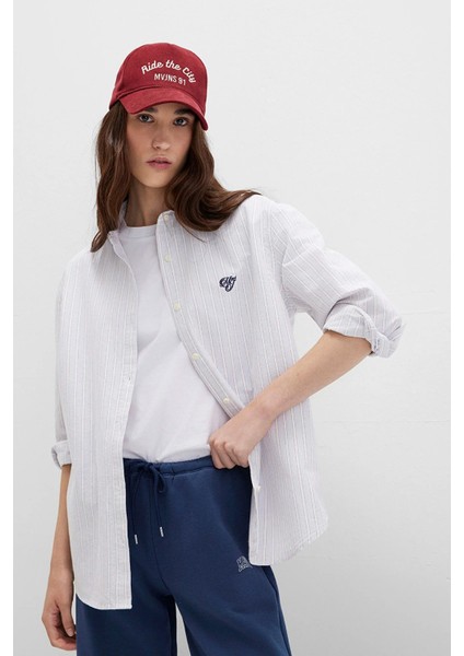 Kadın Mavi Çizgili Gömlek 1211420-91460 modelleri