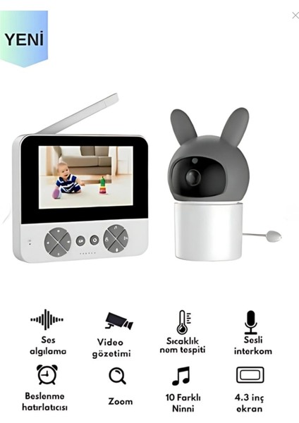 Karışıklı Konuşma ve Dinleme Özellikli Ip Bebek Kamerası Kablosuz Monitörlü