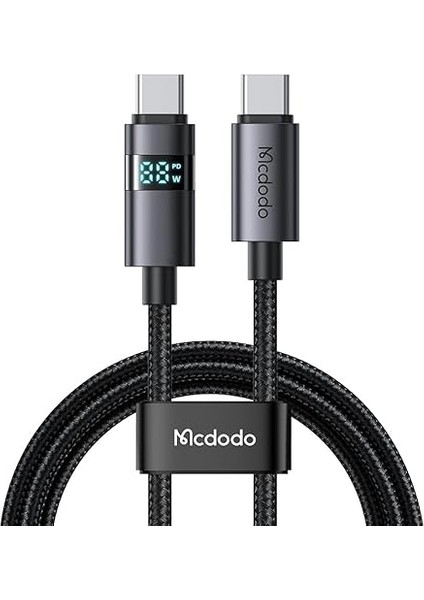 CA-5610 Usb-C To Usb-C 100W Kablo Yatay LED Ekranli Siyah