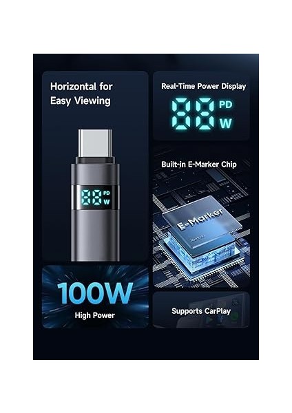 CA-5610 Usb-C To Usb-C 100W Kablo Yatay LED Ekranli Siyah fiyatları