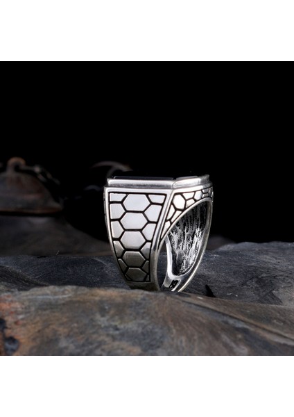 Petek Model Onix Taşlı 925 Ayar Gümüş Erkek Yüzük fırsatları