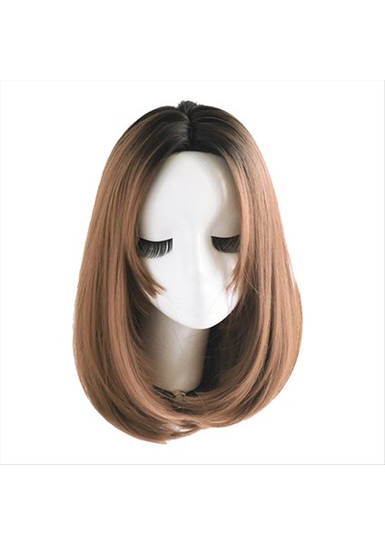 Wıg Bob Bobo Wıg Kadınlar Için Doğal Görünümlü Kısa Bob Peruk Günlük Kore Için Kısa Düz Peruk Kahve (Yurt Dışından)