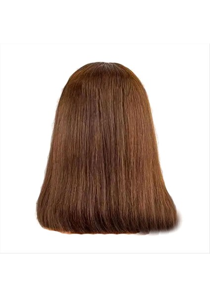 8 Inç Koyu Kahverengi Bob Wig Insan-Saç Ön Dantel Peruk Kadın Peruk Için Düz Sentetik Peruk (Yurt Dışından)