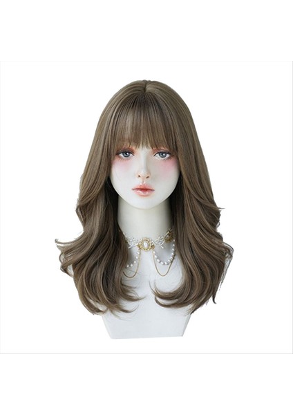 45CM Kolej Cosplay Peruk Uzun Kıvırcık Saçlar Büyük Dalga Kimyasal Fiber Simülasyon Saç Moda Baş Stili Peruk Seti (Yurt Dışından) modelleri