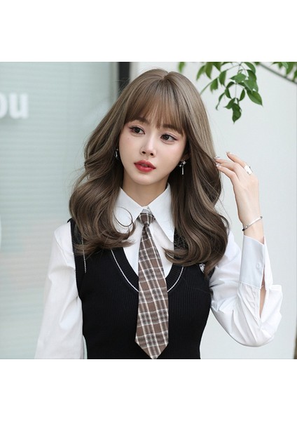 45CM Kolej Cosplay Peruk Uzun Kıvırcık Saçlar Büyük Dalga Kimyasal Fiber Simülasyon Saç Moda Baş Stili Peruk Seti (Yurt Dışından) fırsatları