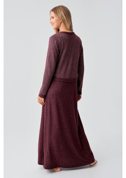 Uzun Kollu Düğmeli Esnek Yumuşak Dokulu Viskoz Gecelik 18102 modelleri