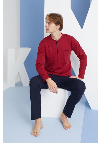 9250 Erkek Dört Mevsim Midi Yaka Uzun Kollu Pijama Takım fiyatları