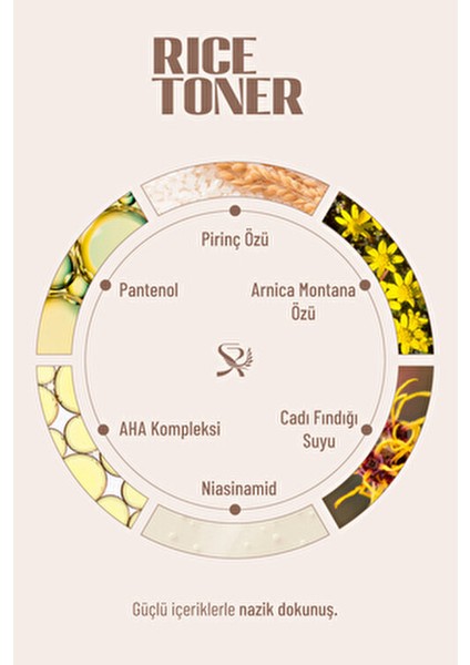 Pirinç Özlü Yüz Toniği Aydınlatıcı Etki Tüm Cilt Tipleri İçin 200 ml Vegan İçerik
