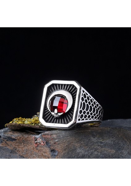 925 Ayar Gümüş Zirkon Taşlı Ayyıldız Model Erkek Yüzük fiyatları