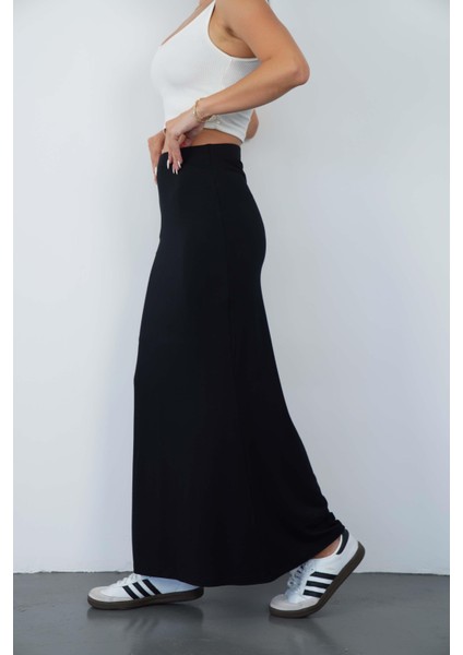 Nora Kadın Maxi Boy Astarlı Viskon Etek-Siyah