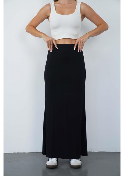 Nora Kadın Maxi Boy Astarlı Viskon Etek-Siyah modelleri