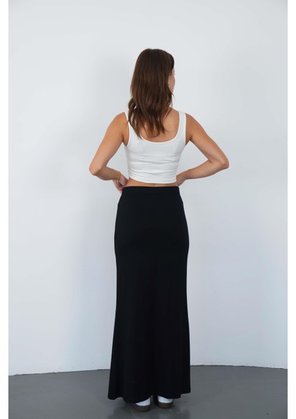 Nora Kadın Maxi Boy Astarlı Viskon Etek-Siyah