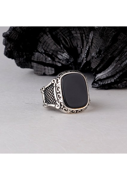 925 Ayar Gümüş Onix Taşlı Model Erkek Yüzük modelleri