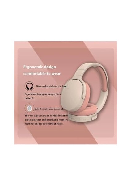 Kafa Üstü Kulaklık - Bej Renk, Uzun Pil Ömrü ve Yüksek Ses KALITESI,BEJ,100 Saat Bekleme Süresi, Mikrofonlu, Güçlü Bas modelleri