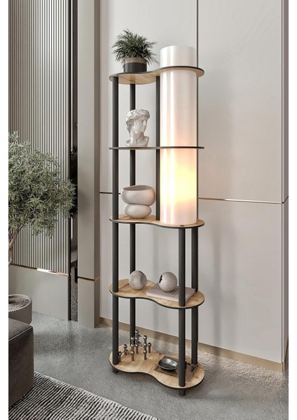 Lambader Ceviz – Ahşap Görünümlü Modern Gövde, 145 cm Yükseklik, Geniş Tabanlı Tasarım (24X48 Cm), E27 Duy Tipi Uyumlu, LED Ampul ile Kullanılabilir, Göz Yormayan Işık (Mese)