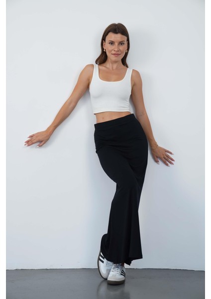 Nora Kadın Maxi Boy Astarlı Viskon Etek-Siyah