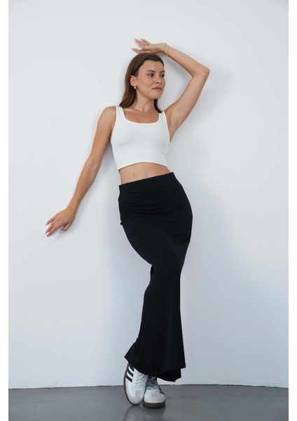 Nora Kadın Maxi Boy Astarlı Viskon Etek-Siyah