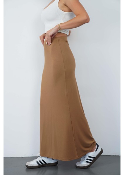 Nora Kadın Maxi Boy Astarlı Viskon Etek-Tarçın