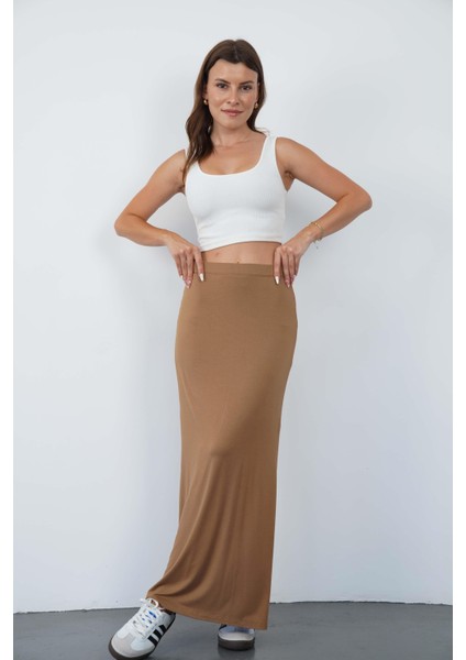 Nora Kadın Maxi Boy Astarlı Viskon Etek-Tarçın fiyatları