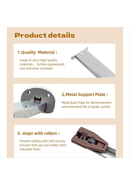 Metal Çekmece Slayt Değiştirme Çeşitli Şifoniyerler ve Komodinler Çekmeceli Pist ve Metal Destek Plakası ile Ray Kiti (Yurt Dışından) fırsatları