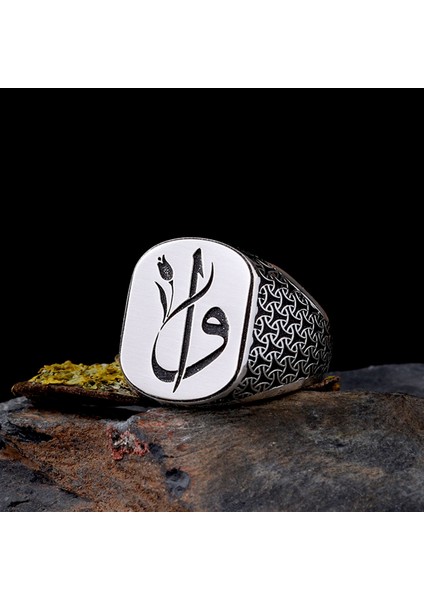 925 Ayar Gümüş Lale Motif Elif Vav Model Erkek Yüzük fiyatları