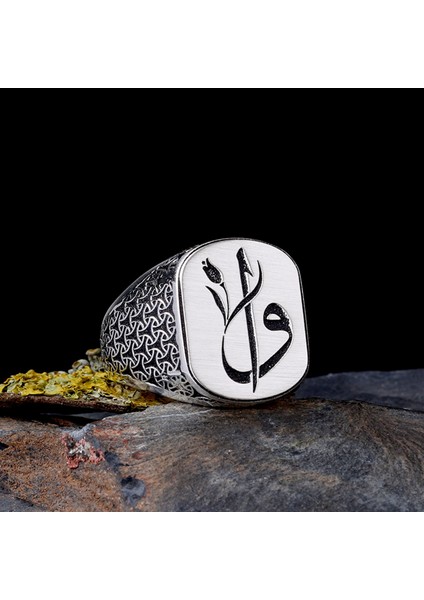 925 Ayar Gümüş Lale Motif Elif Vav Model Erkek Yüzük modelleri
