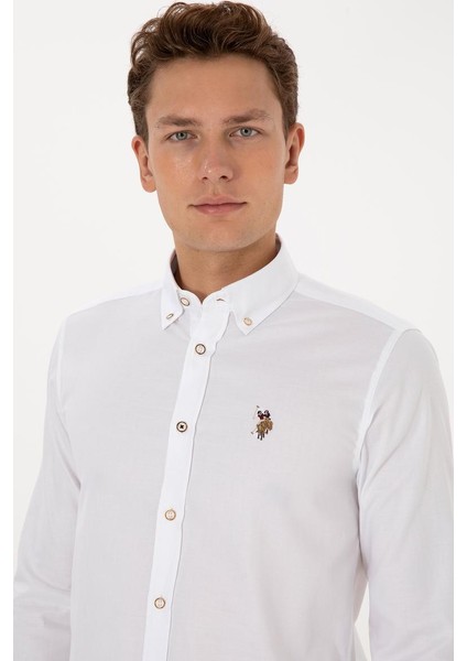 CEDCOLOR025K U.s Polo Assn. Erkek Uzun Kol Gömlek 2225466 Beyaz fırsatları