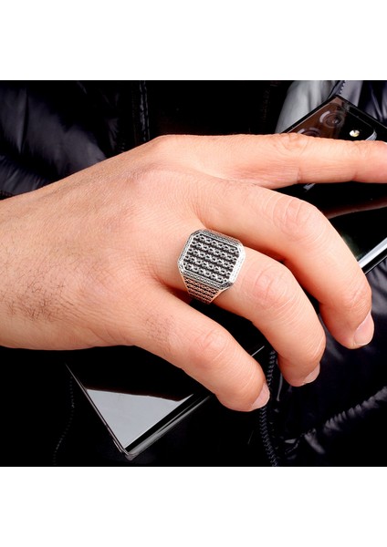 925 Ayar Gümüş Kral Zincir Model Erkek Yüzük