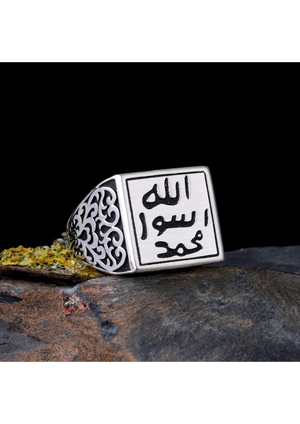 925 Ayar Gümüş Peygamber Efendimiz (Sav) Mührü Erkek Yüzük modelleri