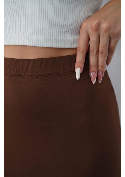 Nora Kadın Maxi Boy Astarlı Viskon Etek-Kahverengi indirimleri