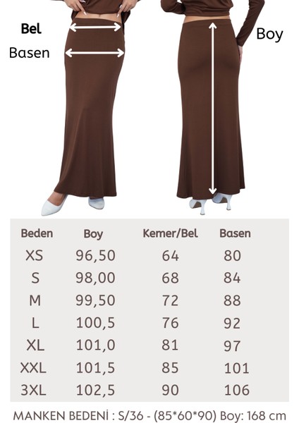 Nora Kadın Maxi Boy Astarlı Viskon Etek-Kahverengi