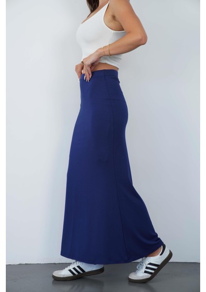 Nora Kadın Maxi Boy Astarlı Viskon Etek-Lacivert