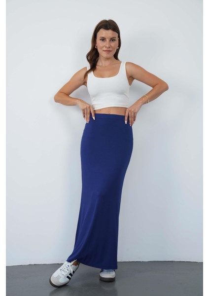 Nora Kadın Maxi Boy Astarlı Viskon Etek-Lacivert fiyatları