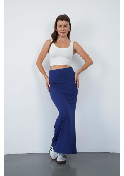 Nora Kadın Maxi Boy Astarlı Viskon Etek-Lacivert