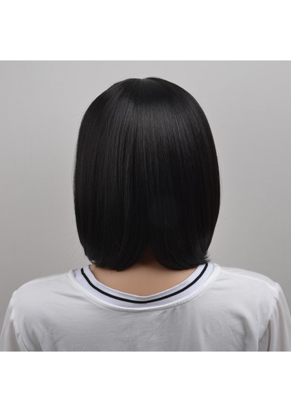 Doğal Kısa Düz Bob Peruk Sentetik Saç Kadınlar Için 40CM Isıya Dayanıklı Kadın Saç Patlamalı Mapof Güzellik Kısa Qi Liu Saç Peruk Siyah (Yurt Dışından) indirimleri