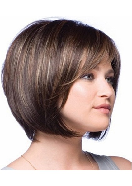 Kısa Düz Bob Peruklar Brezilya Insan Saç Perukları Tam Peruklar (40 Cm) Kahverengi Renk (Yurt Dışından) modelleri