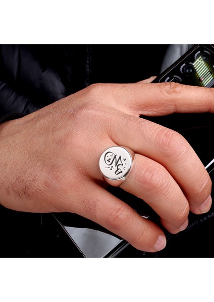 925 Ayar Gümüş Arapça Hiç Yazılı Erkek Yüzük