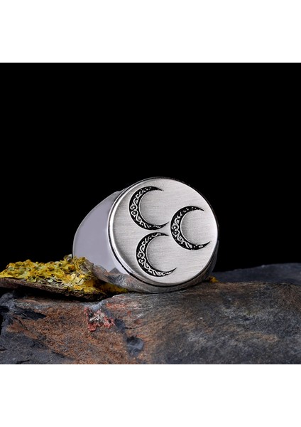 925 Ayar Gümüş Üç Hilal Model Erkek Yüzük modelleri