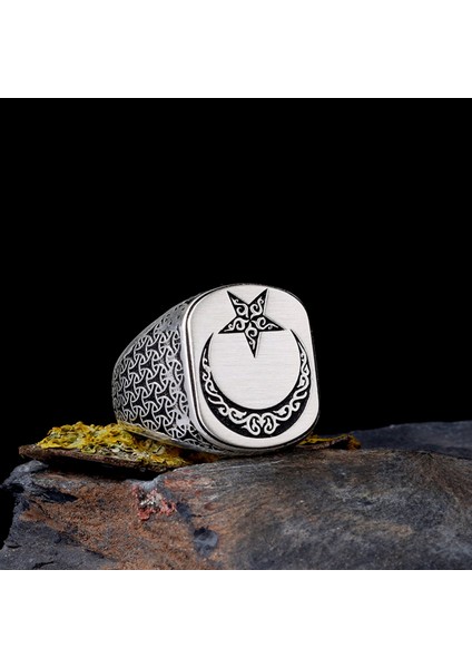 925 Ayar Gümüş Ayyıldız Model Erkek Yüzük modelleri